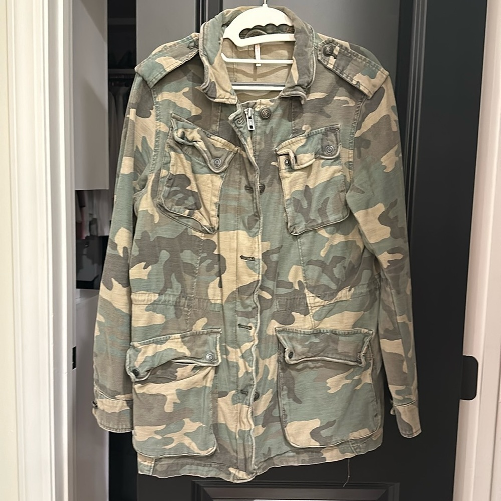 Free People Camouflage Jacket